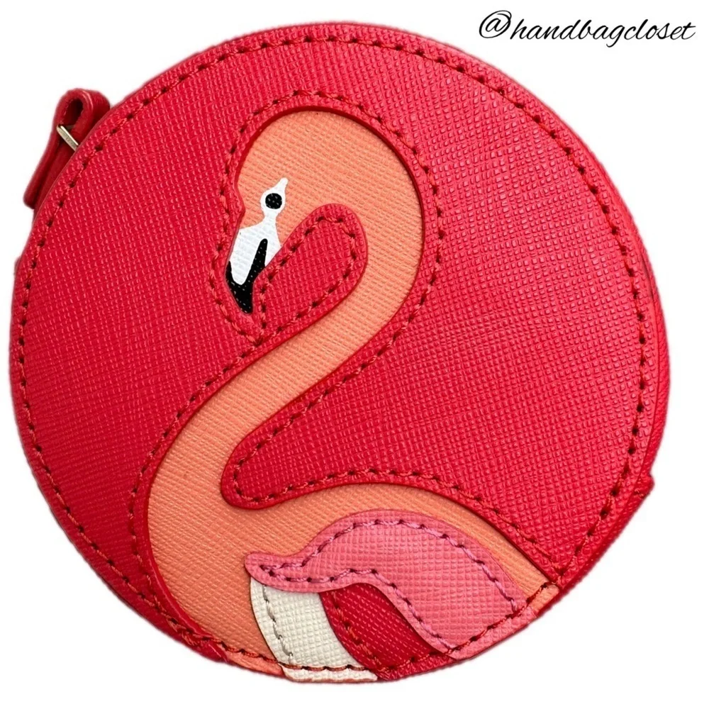 Kate Spade New York Take A Walk On The Wild Side Flamingo Coin Bag Purse Pouch